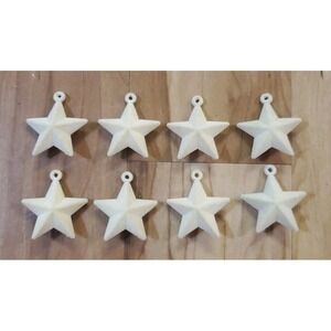 Mini Flocked Pointed Star Christmas Ornaments Beige Cream 1.75" Lot Of 8
